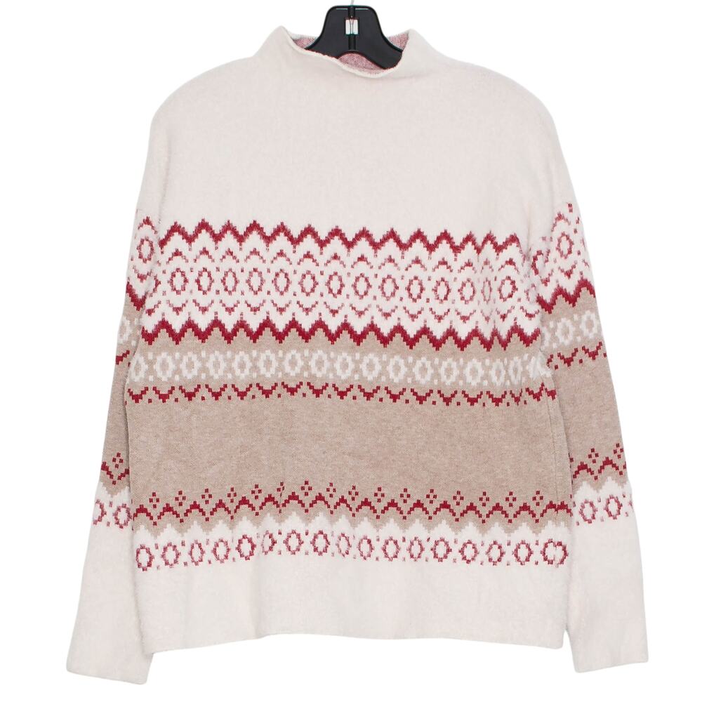 Tahari Sweater Fuzzy Christmas Fair Isle Nordic Scandi Winter Retro Cozy Medium